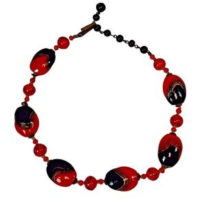 MCM Japanese UV Reactive Cadmium Glass Necklace Orange Glow Read Description